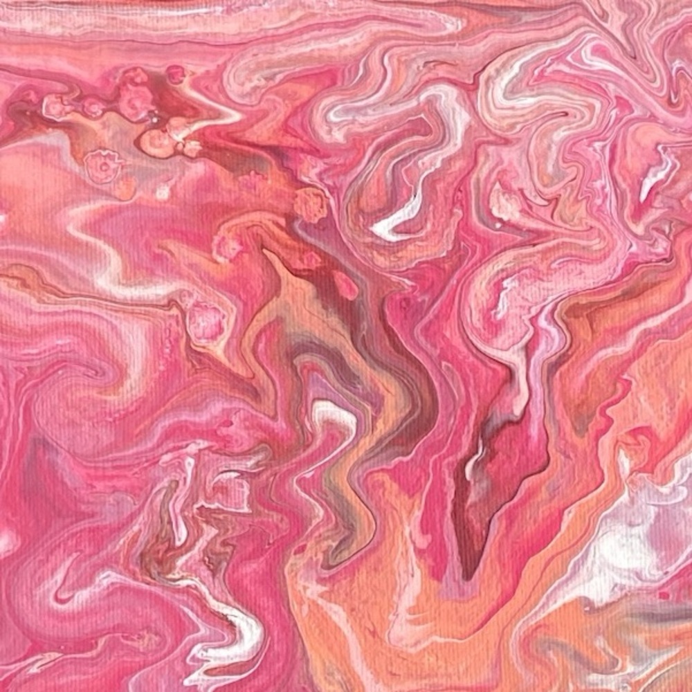 Pink Coral Fluid Art Painting Canvas Board 10x10 Handcrafted by Svetlana Yeung - Picture 6 of 14